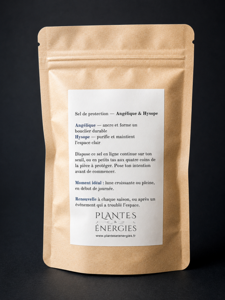 Dos du sachet de sel de protection